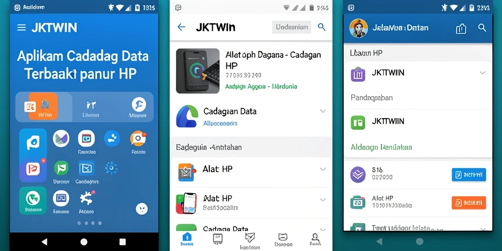 Tampilan utama aplikasi JKTWIN untuk cadangan data.