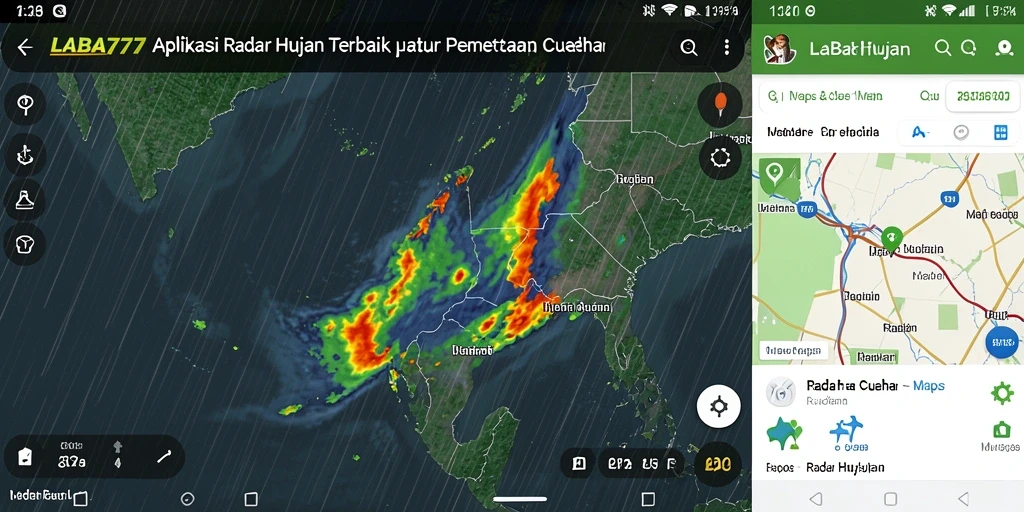 Antarmuka aplikasi LABA777 yang menampilkan radar hujan real-time.