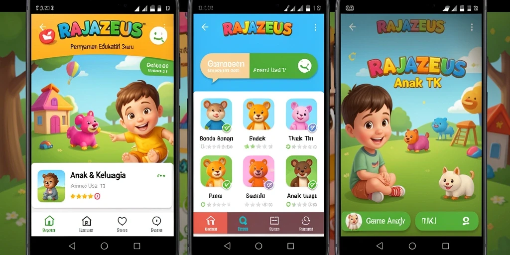 Antarmuka interaktif seru dari aplikasi Game Anak TK RAJAZEUS.